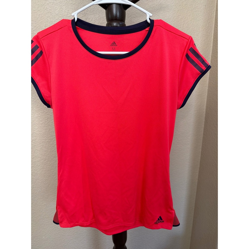 Adidas Climalite Womens Red Navy Short Sleeve Athletic Training T-Shirt DP0281 M